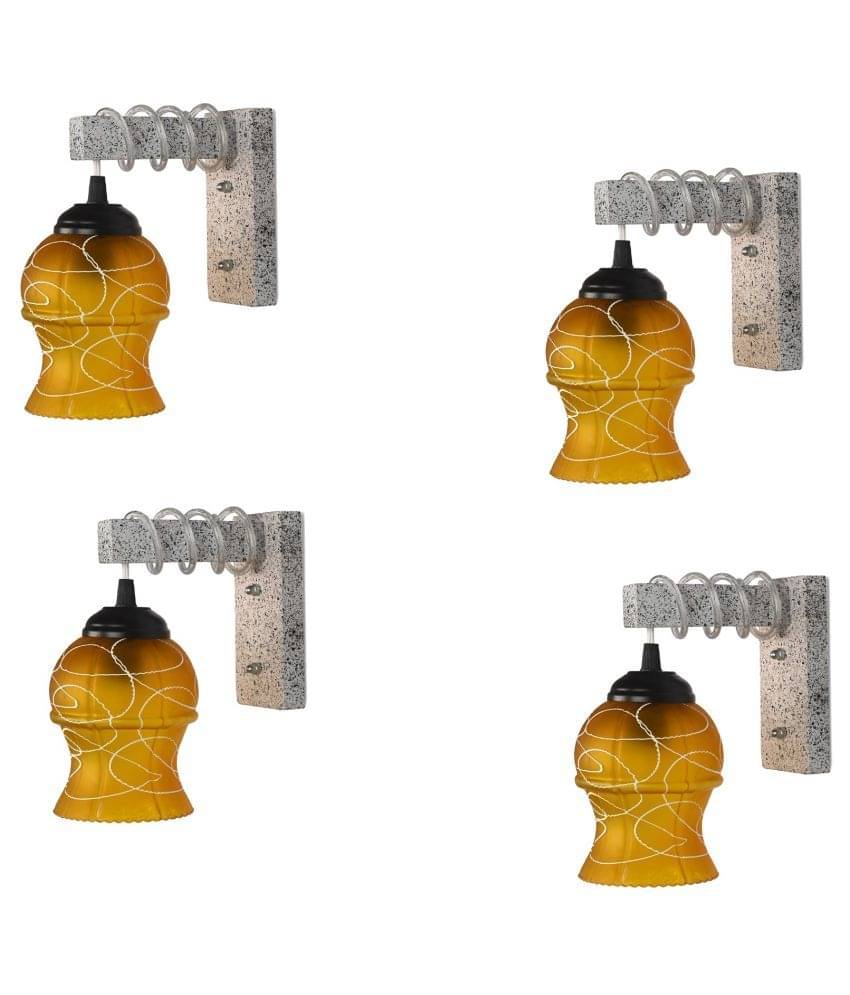    			AFAST Decorative Wall Lamp Light Glass Wall Light Yellow - Pack of 4