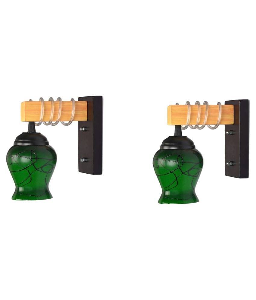     			AFAST Decorative Wall Lamp Light Glass Wall Light Green - Pack of 2
