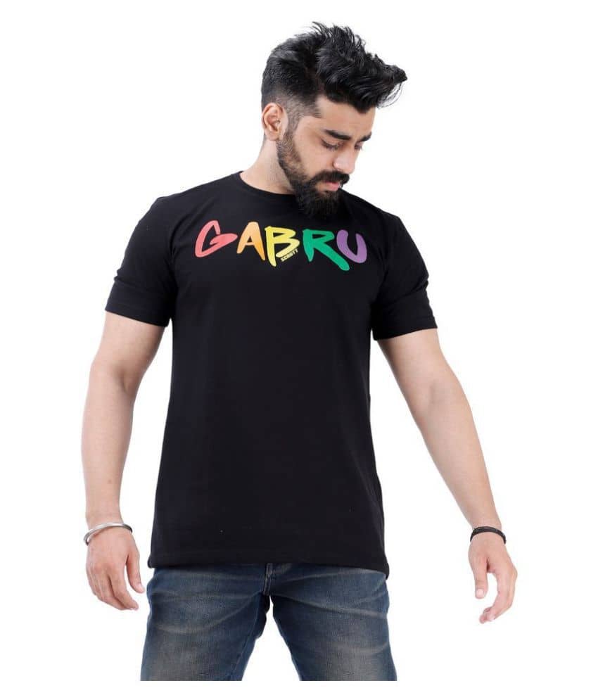 SCROTT Pack of 1 Cotton Slim Fit Men's T-Shirt ( Black )
