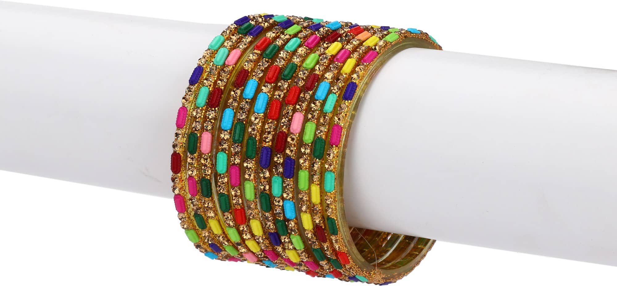 Somil Designer Colorful Collection Multi 12 Fashion Bangle Set Ornamented With Exclusive Beads - Bangles & Bracelets | Buy online on ZillyBuy