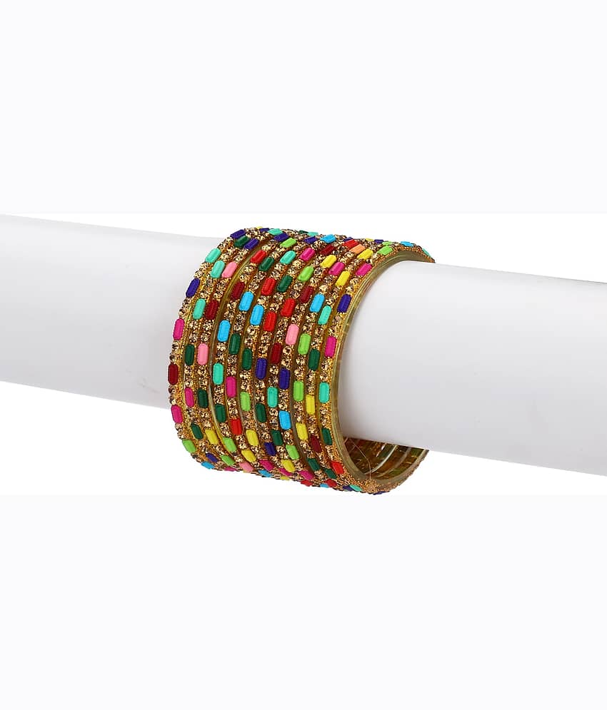 Somil Designer Colorful Collection Multi 12 Fashion Bangle Set Ornamented With Exclusive Beads - Bangles & Bracelets | Buy online on ZillyBuy