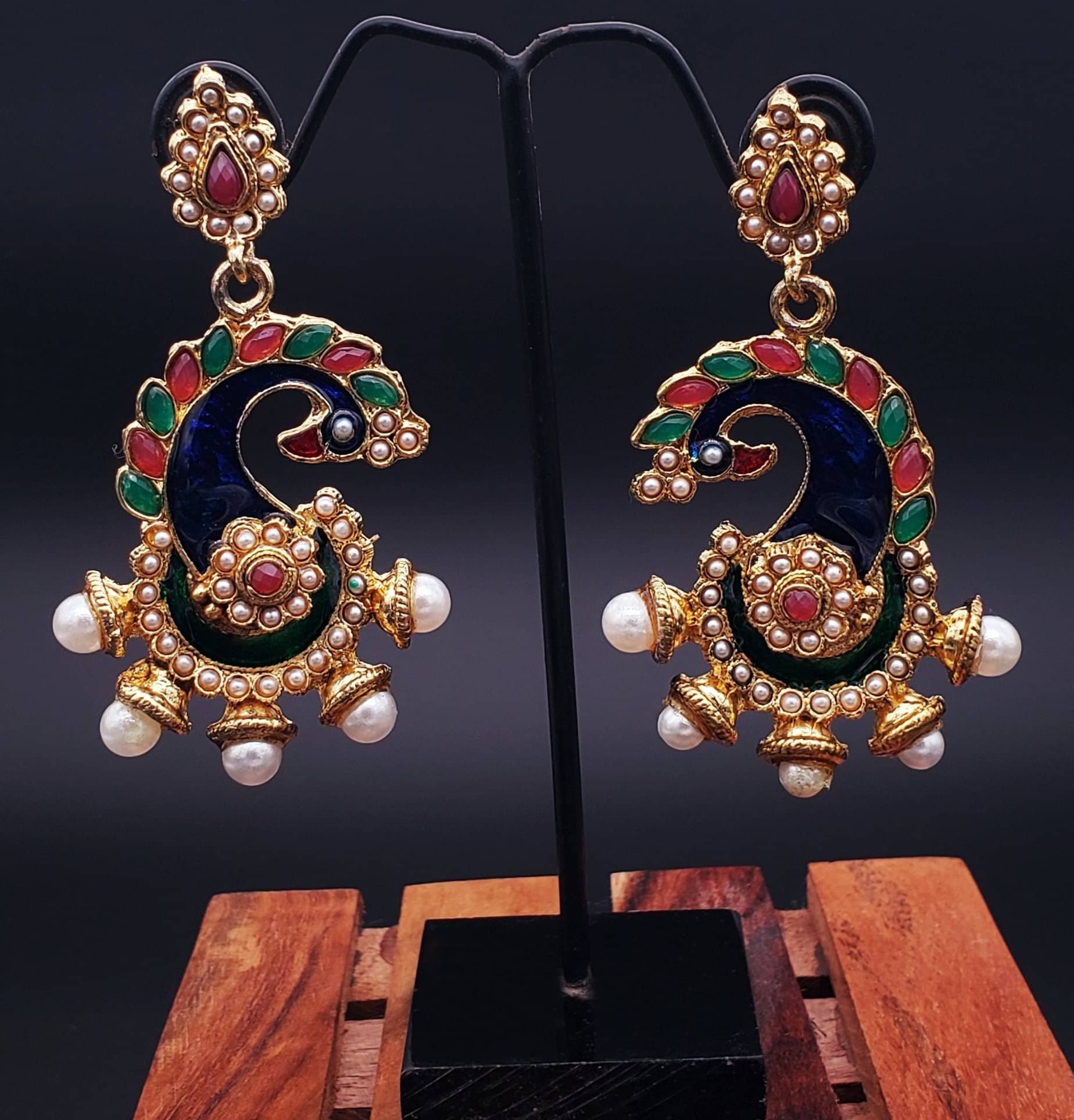     			The Jewelbox Multicolour Copper Geometrics Drop Earrings