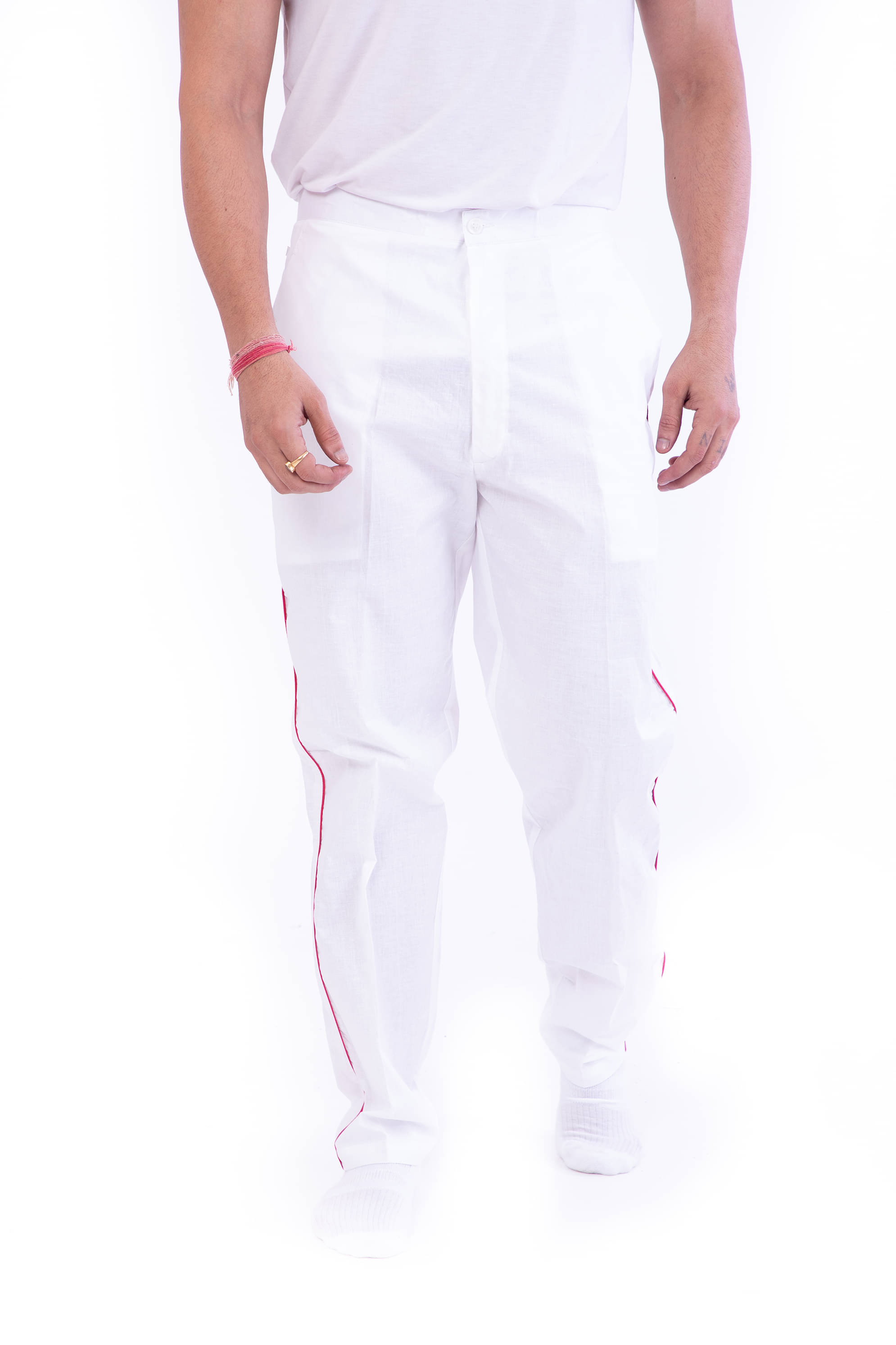 DESHBANDHU DBK White Cotton Joggers Single DESHBANDHU DBK White Cotton Joggers Single