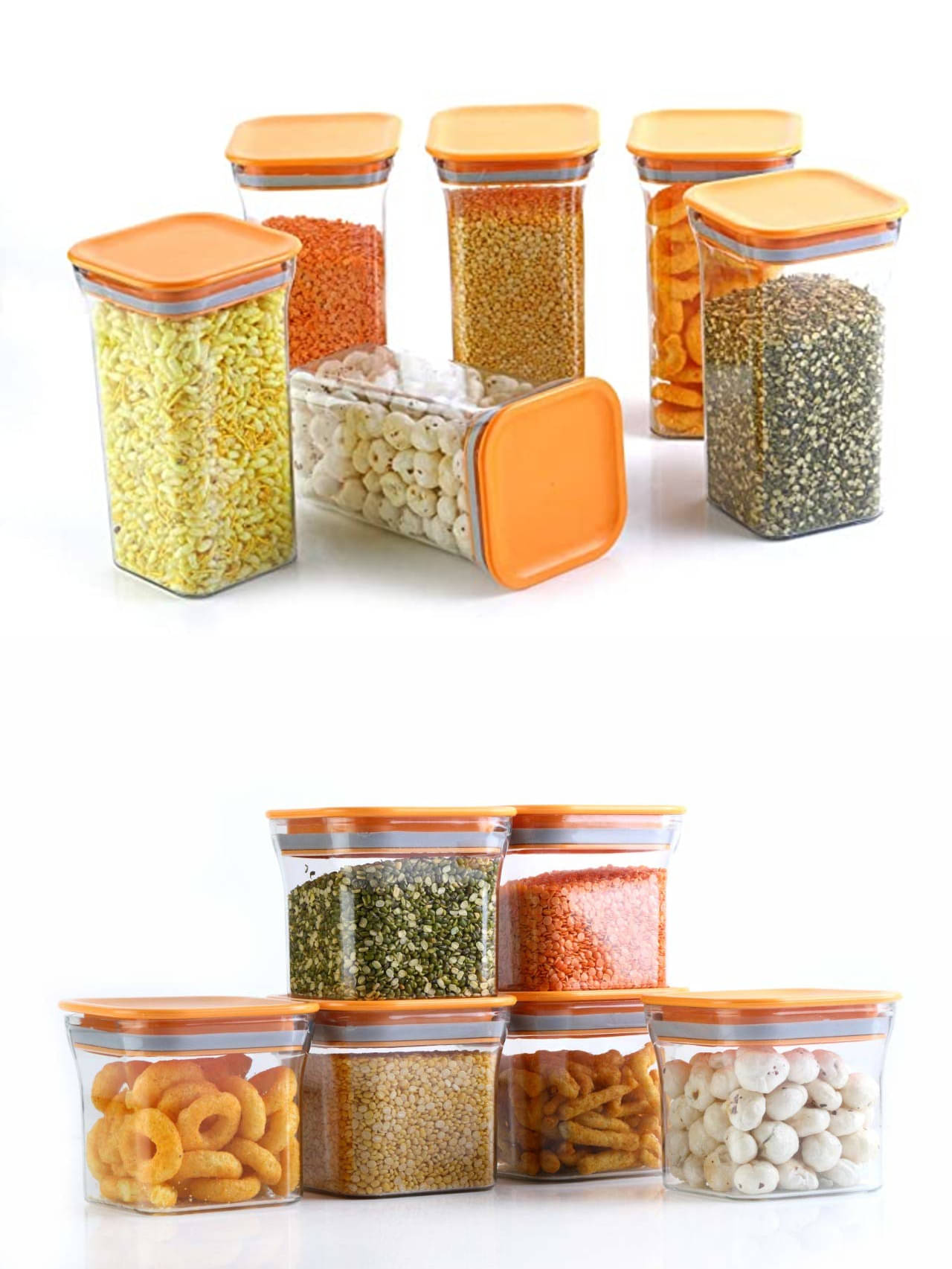 Analog Kitchenware Dal, Pasta, Grocery Plastic Food Container Set of 12 1100 mL Analog Kitchenware Dal, Pasta, Grocery Plastic Food Container Set of 12 1100 mL
