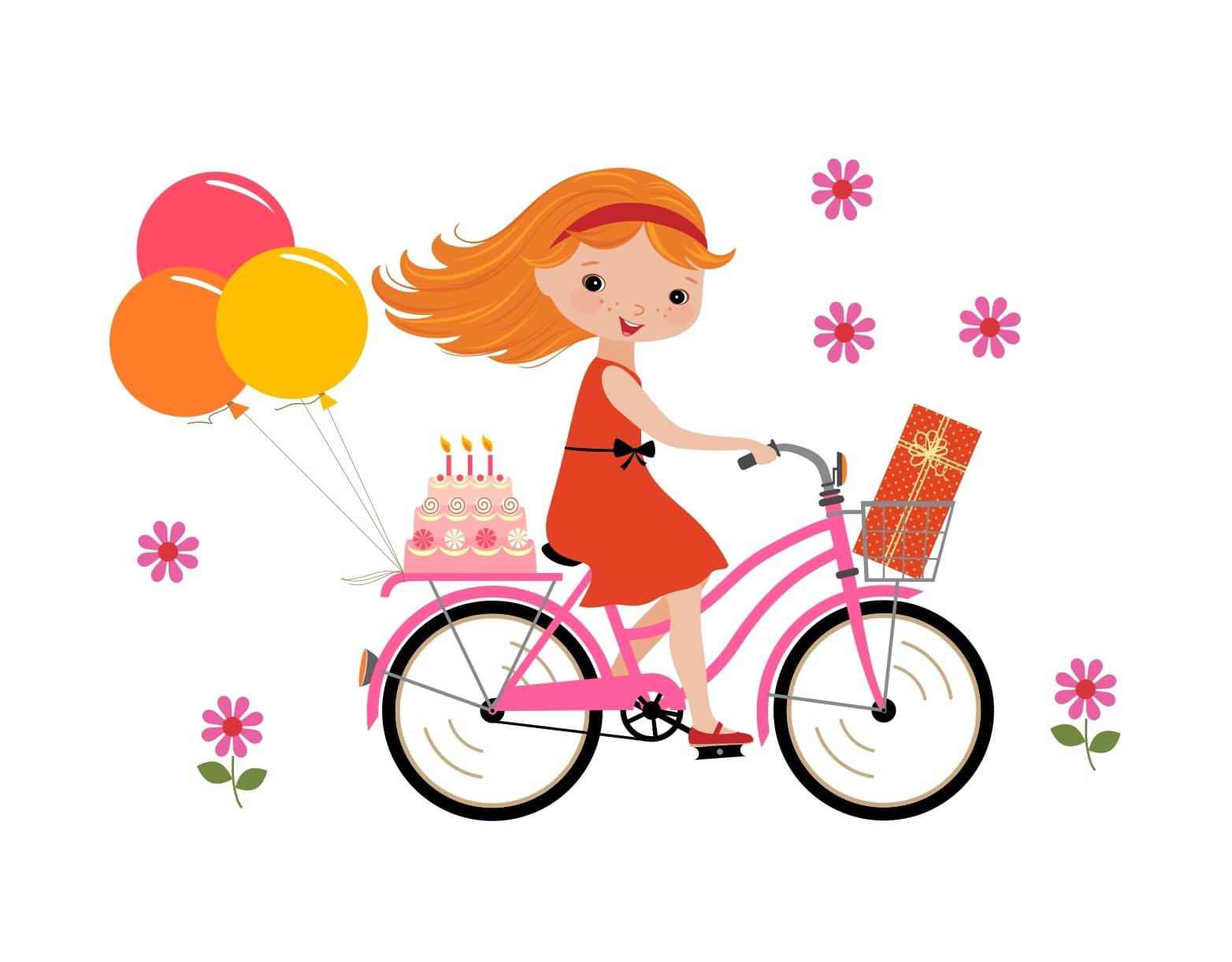     			Asmi Collection Cute Little Girl on Cycle Balloons Wall Sticker ( 60 x 85 cms )