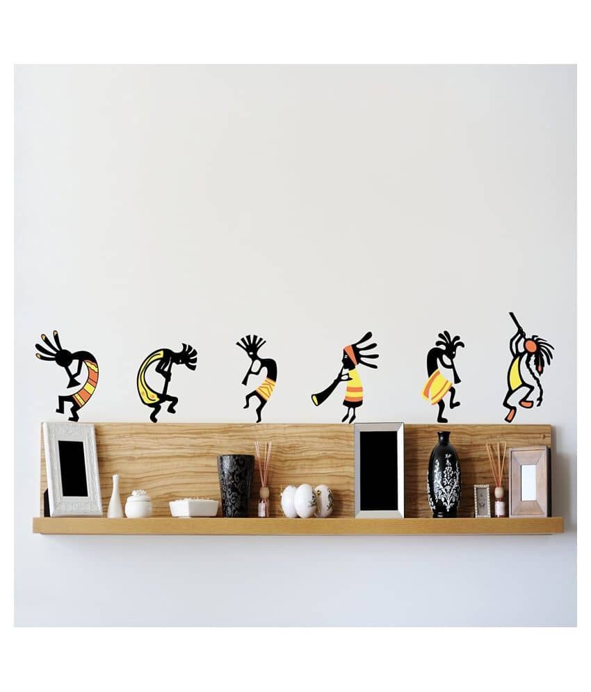Asmi Collection Ethnic African Dancers Kokopelli Flute Player Wall Sticker ( 25 x 120 cms )