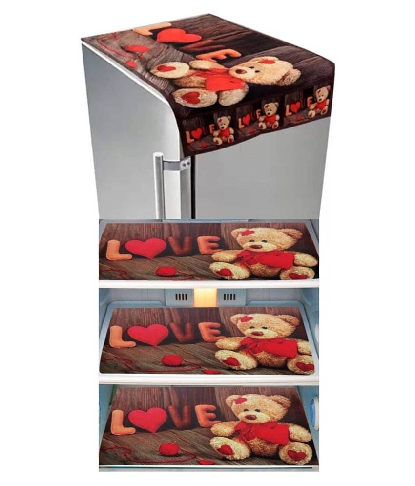     			Exopick Brown(3 Fridge Mats + 1 Fridge Top Cover, Fridge Cover)
