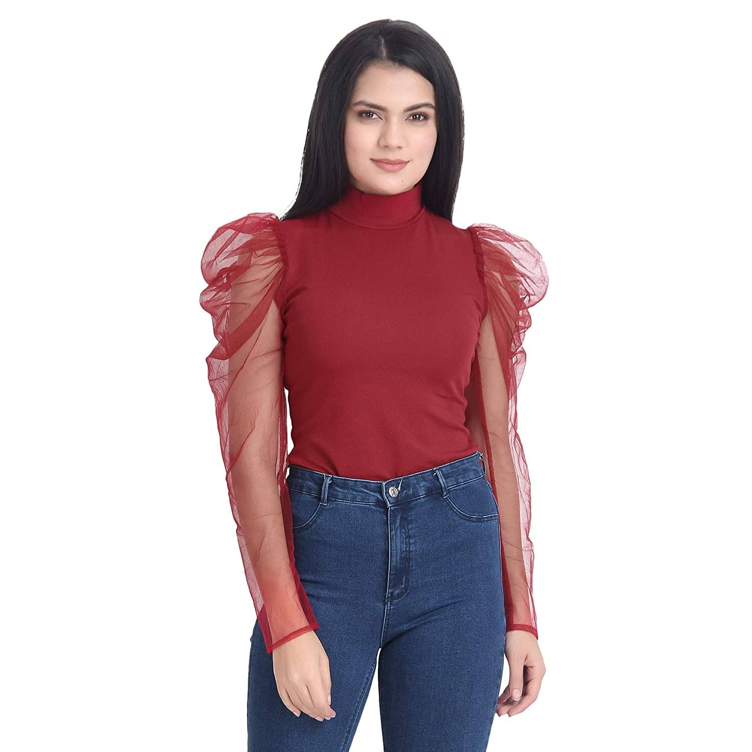 SAAKAA Women's Viscose Regular Top ( Maroon )