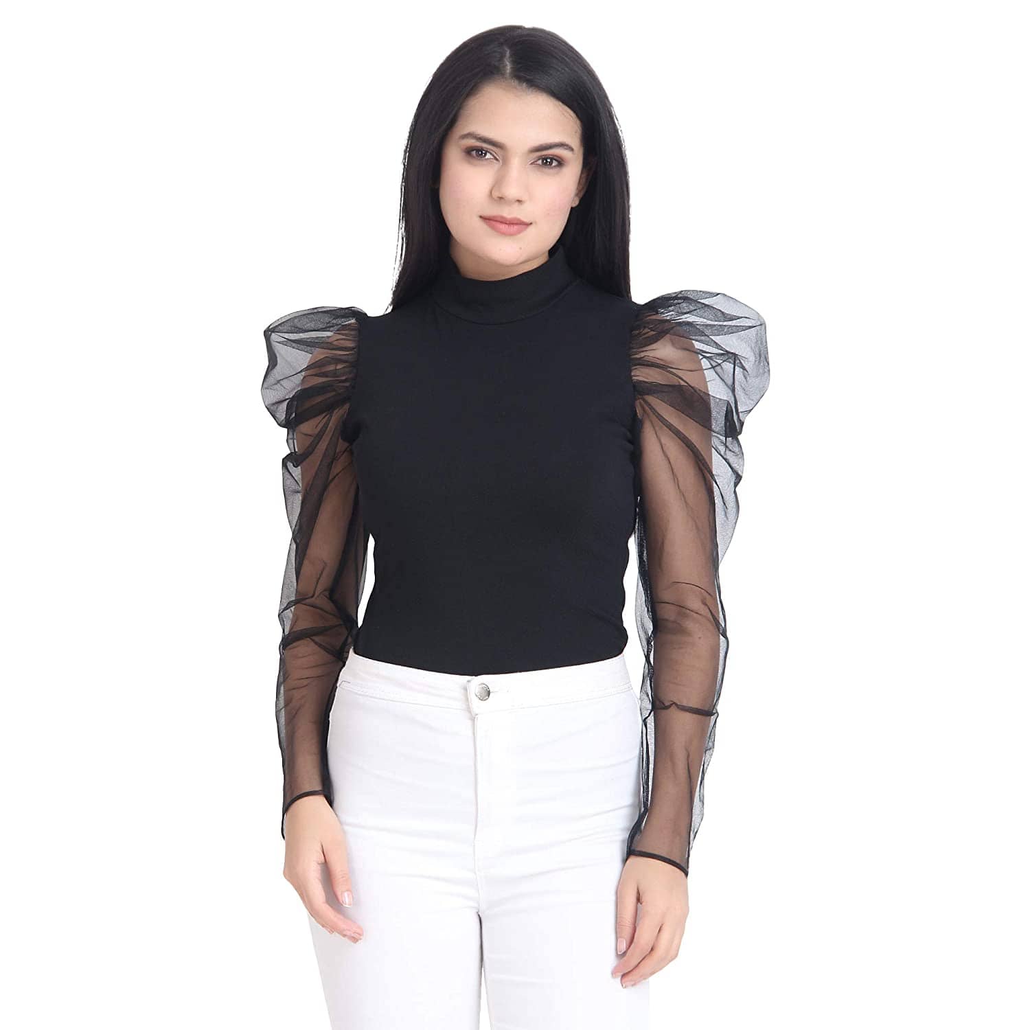 SAAKAA Women's Viscose Regular Top ( Black )