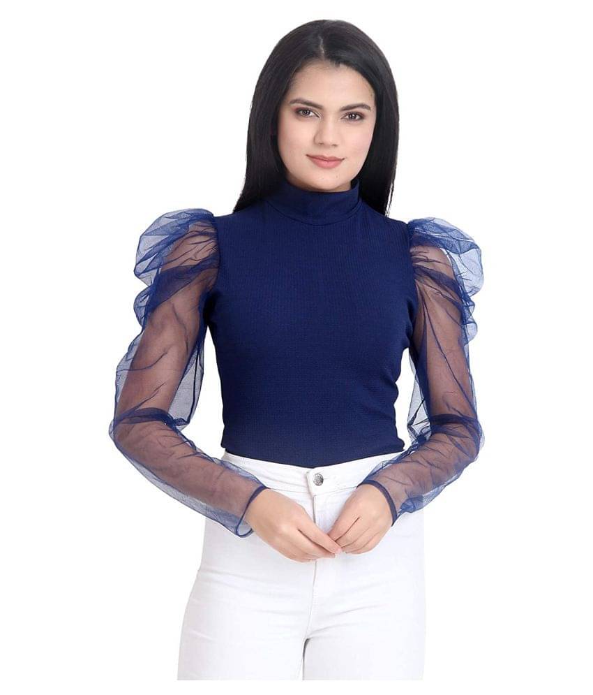 SAAKAA Women's Viscose Regular Top ( Navy ) SAAKAA Women's Viscose Regular Top ( Navy )