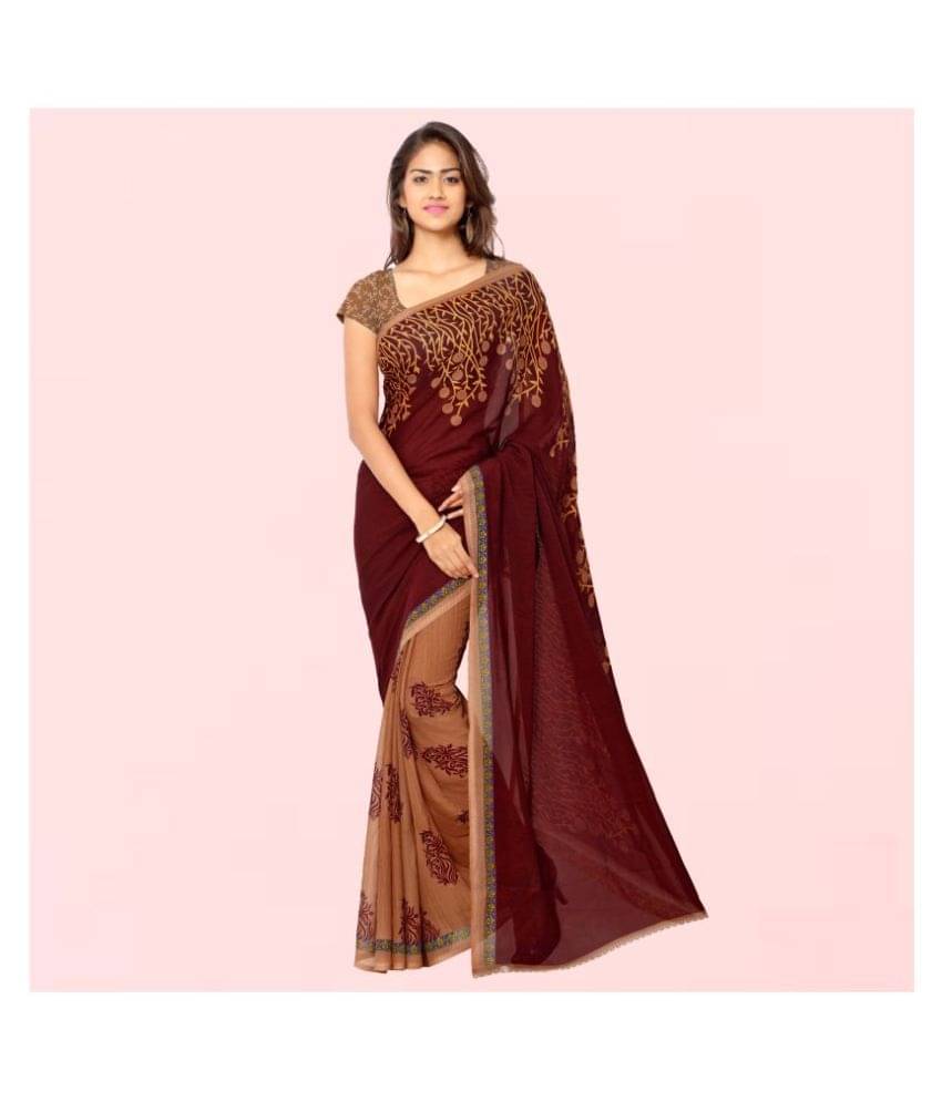 ANAND SAREES Georgette Printed Saree With Unstitched Blouse Piece ( Multicolor ) ANAND SAREES Georgette Printed Saree With Unstitched Blouse Piece ( Multicolor )