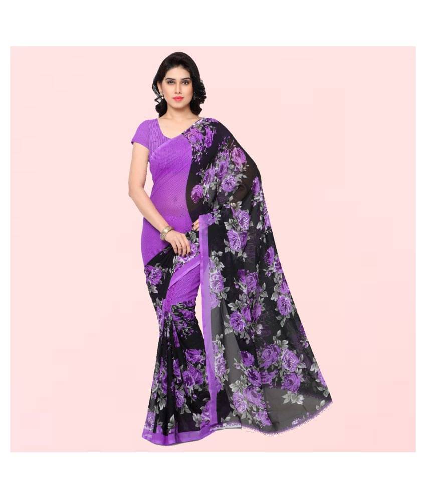 ANAND SAREES Georgette Printed Saree With Unstitched Blouse Piece ( Multicolor ) ANAND SAREES Georgette Printed Saree With Unstitched Blouse Piece ( Multicolor )