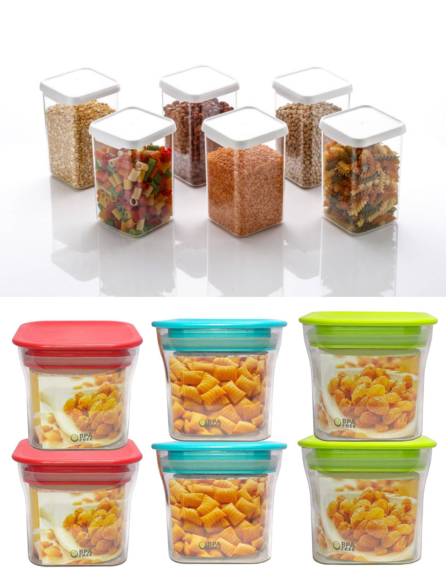 Analog Kitchenware Dal, Pasta, Grocery Plastic Food Container Set of 12 1100 mL Analog Kitchenware Dal, Pasta, Grocery Plastic Food Container Set of 12 1100 mL