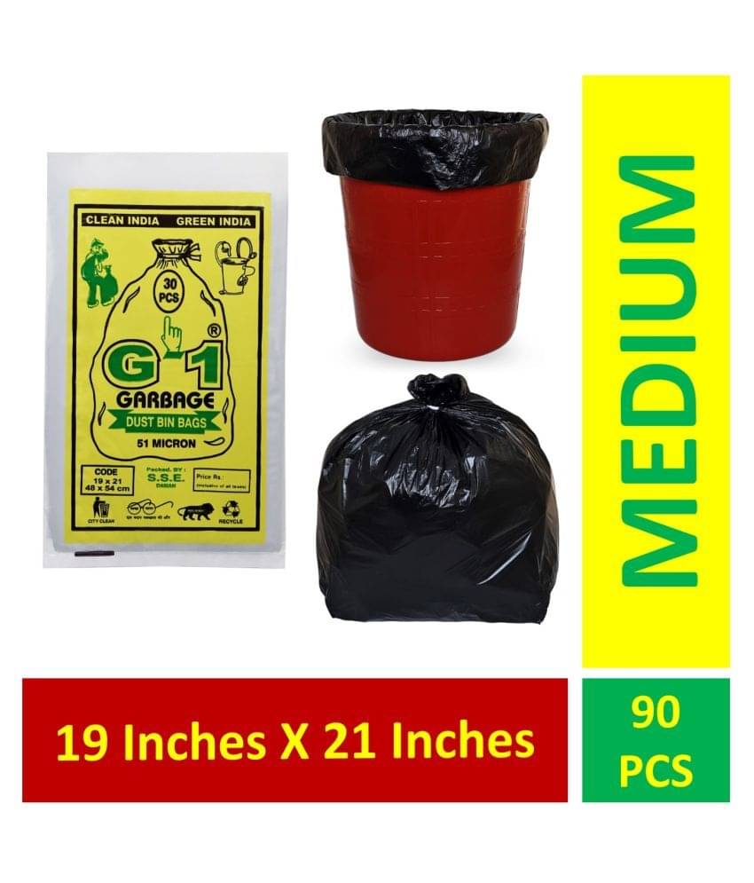 G-1 90 pcs - 19X21 Medium Disposable Garbage Trash Waste Dustbin Bags of 54cm x 48cm G-1 90 pcs - 19X21 Medium Disposable Garbage Trash Waste Dustbin Bags of 54cm x 48cm