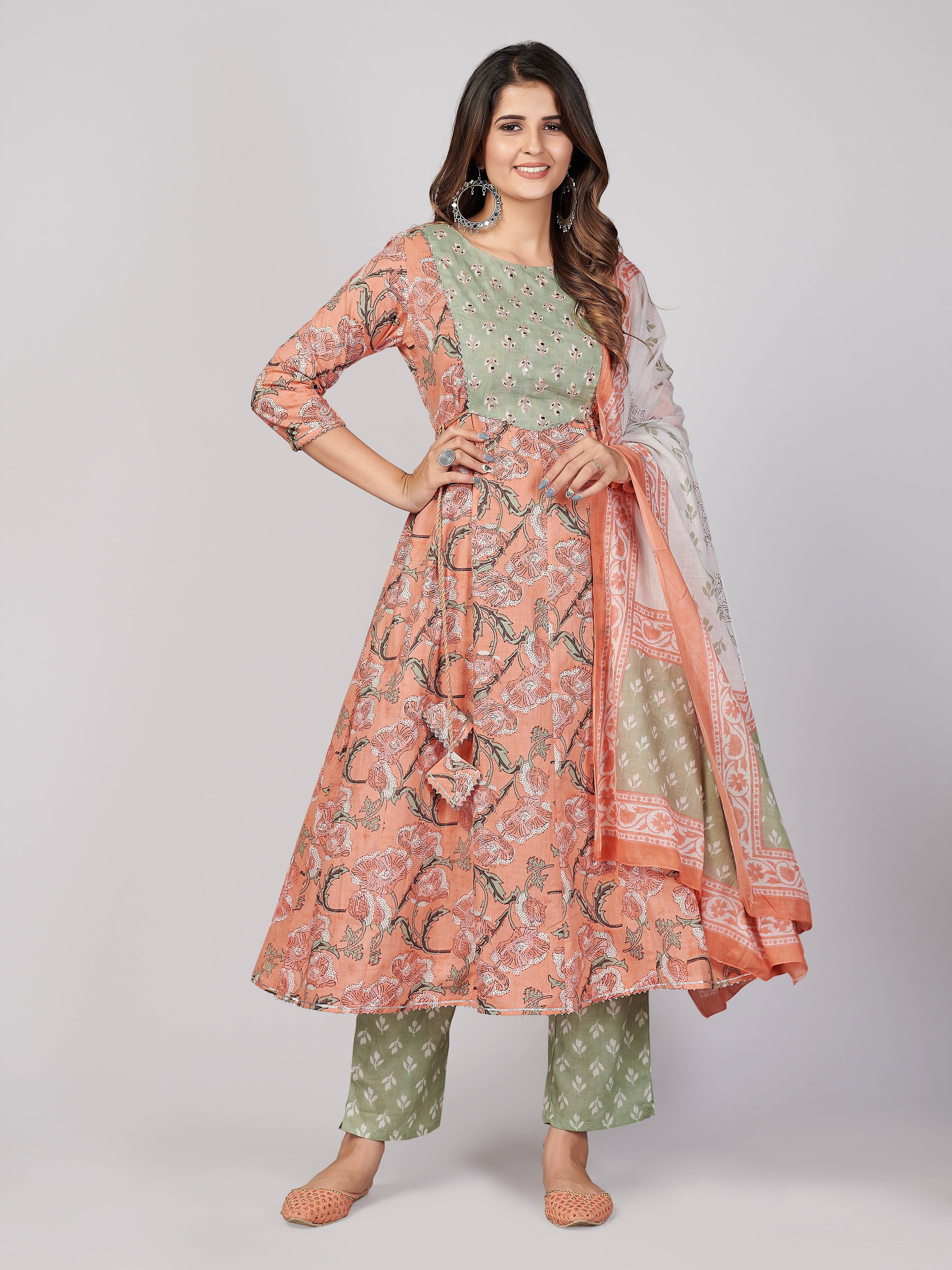 Vbuyz - Mauve Anarkali Cotton Women's Stitched Salwar Suit ( Pack of 1 ) Vbuyz - Mauve Anarkali Cotton Women's Stitched Salwar Suit ( Pack of 1 )