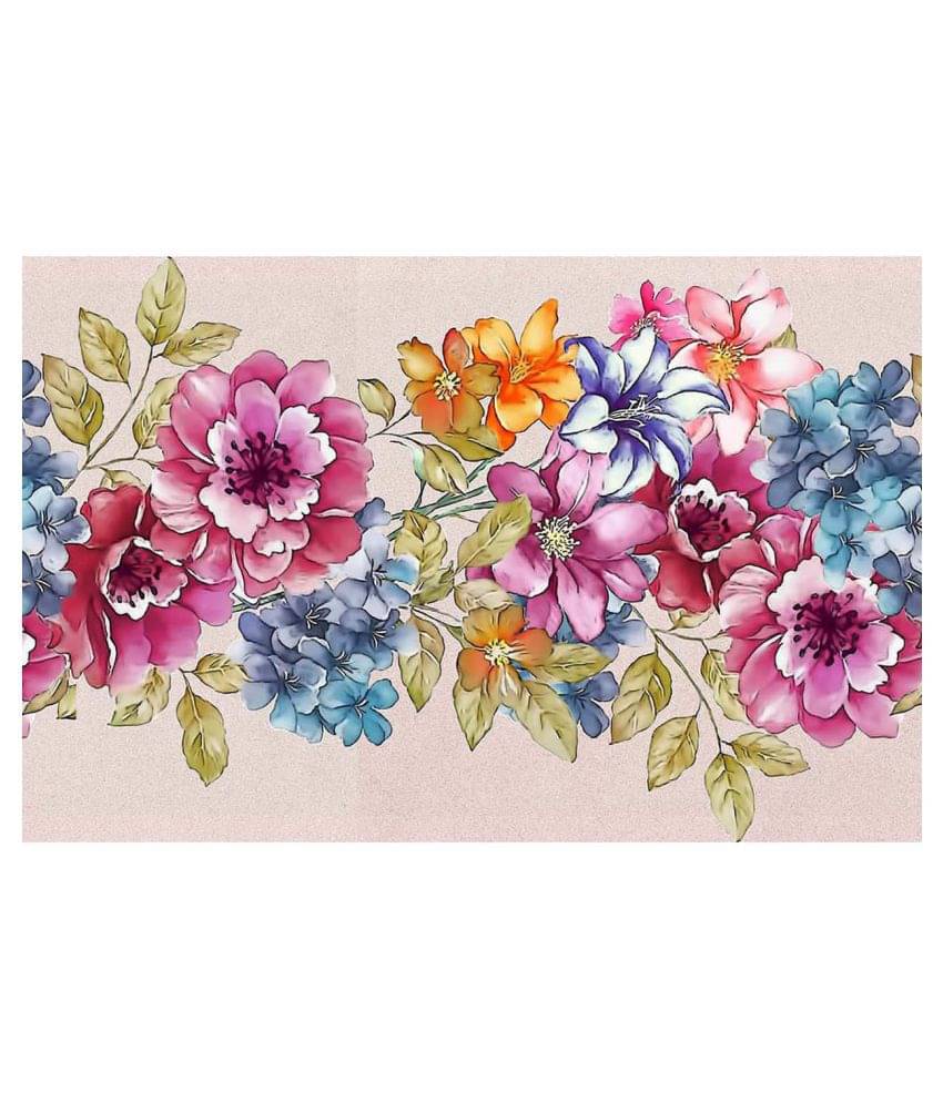     			WallDesign Blue Iris & Wild Rose - 14 cm W x 305 cm L Floral Sticker ( 305 x 14 cms )