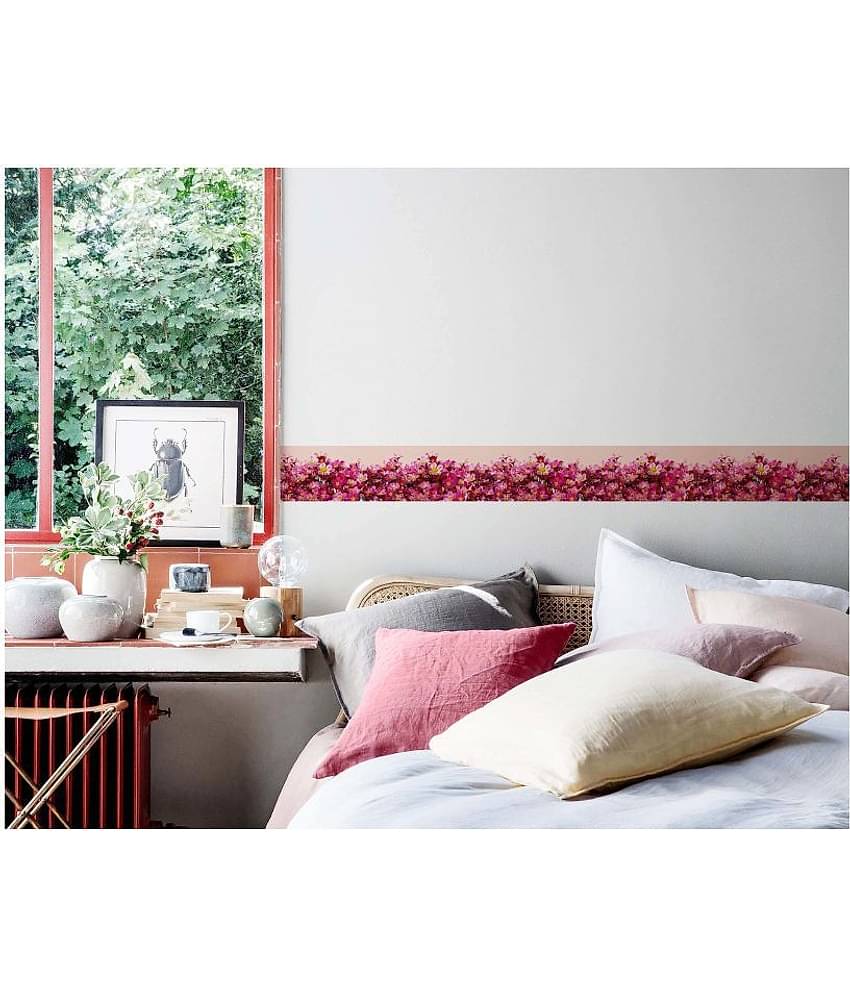 WallDesign Carolina Rose Flowers - 14 cm W x 305 cm L Floral Sticker ( 305 x 14 cms )