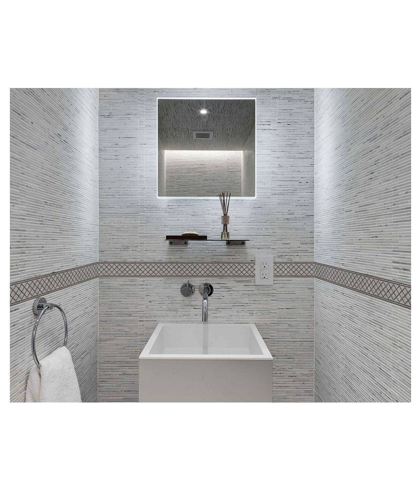     			WallDesign Grey Tile Geometric Pattern - 8 cm W x 305 cm L Abstract Sticker ( 305 x 8 cms )