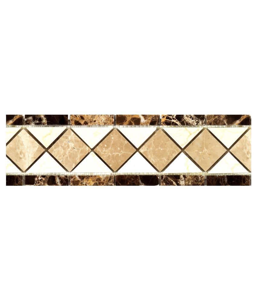 WallDesign Tile Art Marble Stone Diamond - 8 cm W x 610 cm L Nature Sticker ( 610 x 8 cms )
