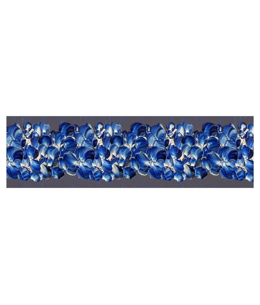     			WallDesign White Blue Bouquet - 14 cm W x 153 cm L Floral Sticker ( 153 x 14 cms )