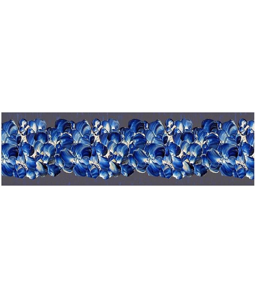 WallDesign White Blue Bouquet - 14 cm W x 153 cm L Floral Sticker ( 153 x 14 cms )