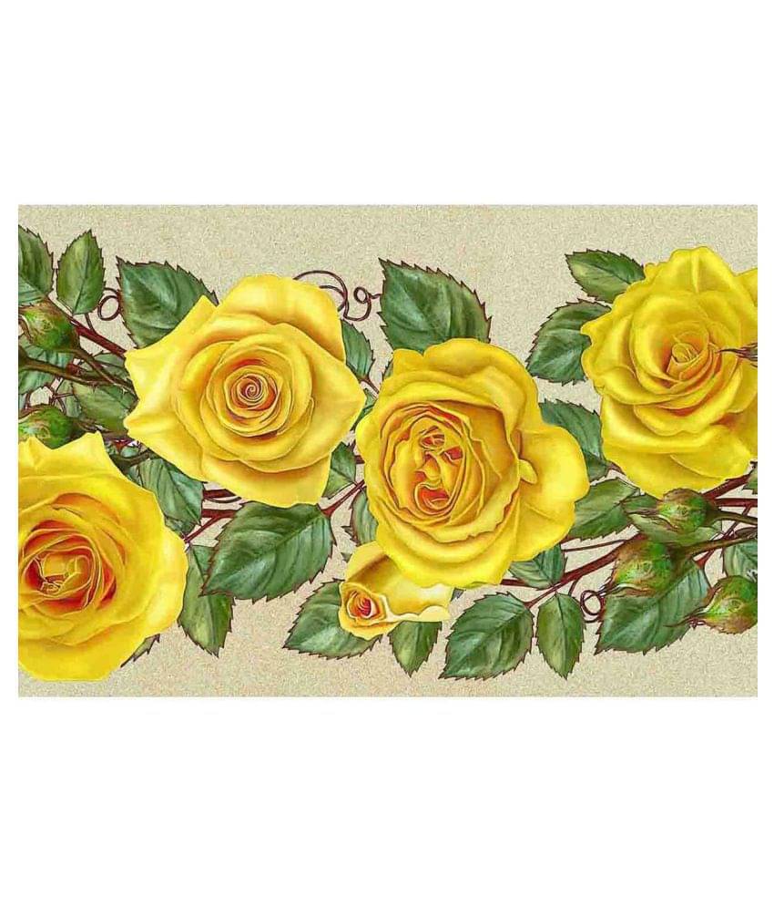     			WallDesign Yellow Rose - 14 cm W x 153 cm L Floral Sticker ( 153 x 14 cms )