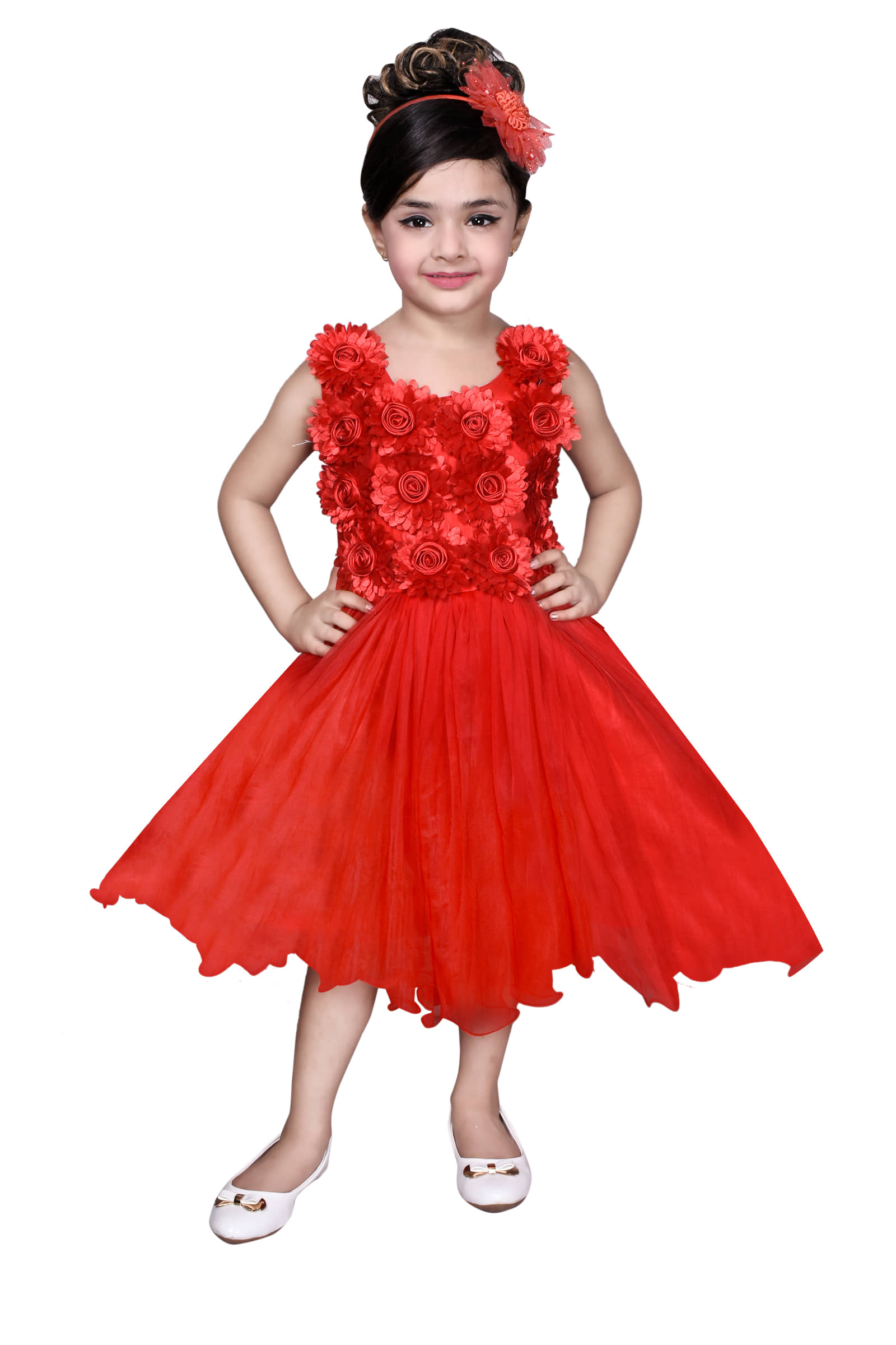 Arshia Fashions Baby Girls Net Frocks ( Red )