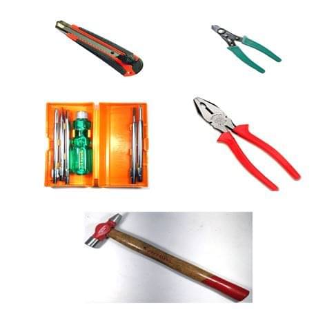     			TAPARIA/FREEMAN Set of 5 Hand Tool Combo (TAPARIA Plier/5in1 Screw Driver Kit/Wire Stripper/Snap off Cutter/ FREEMAN Hammer)