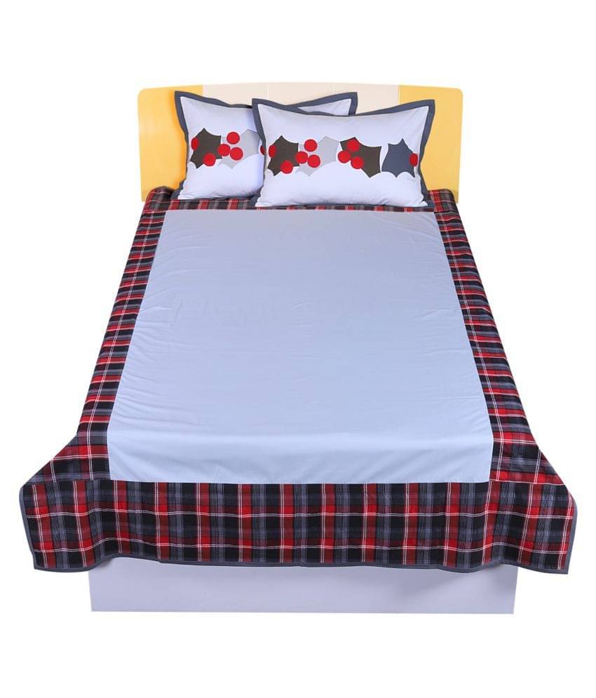     			HugsnRugs Single Cotton Multi Embroidery Bedding Set Set of 3