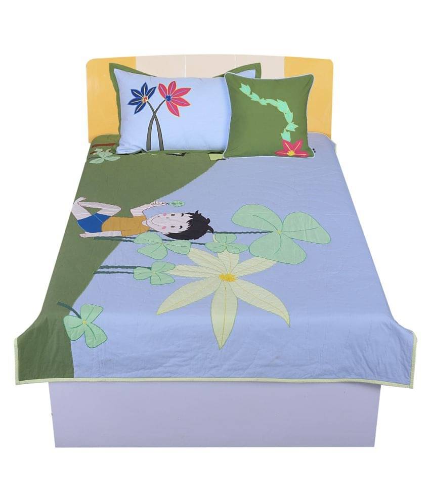 HugsnRugs Single Cotton Multi Embroidery Comforter Set of 3     			HugsnRugs Single Cotton Multi Embroidery Comforter Set of 3