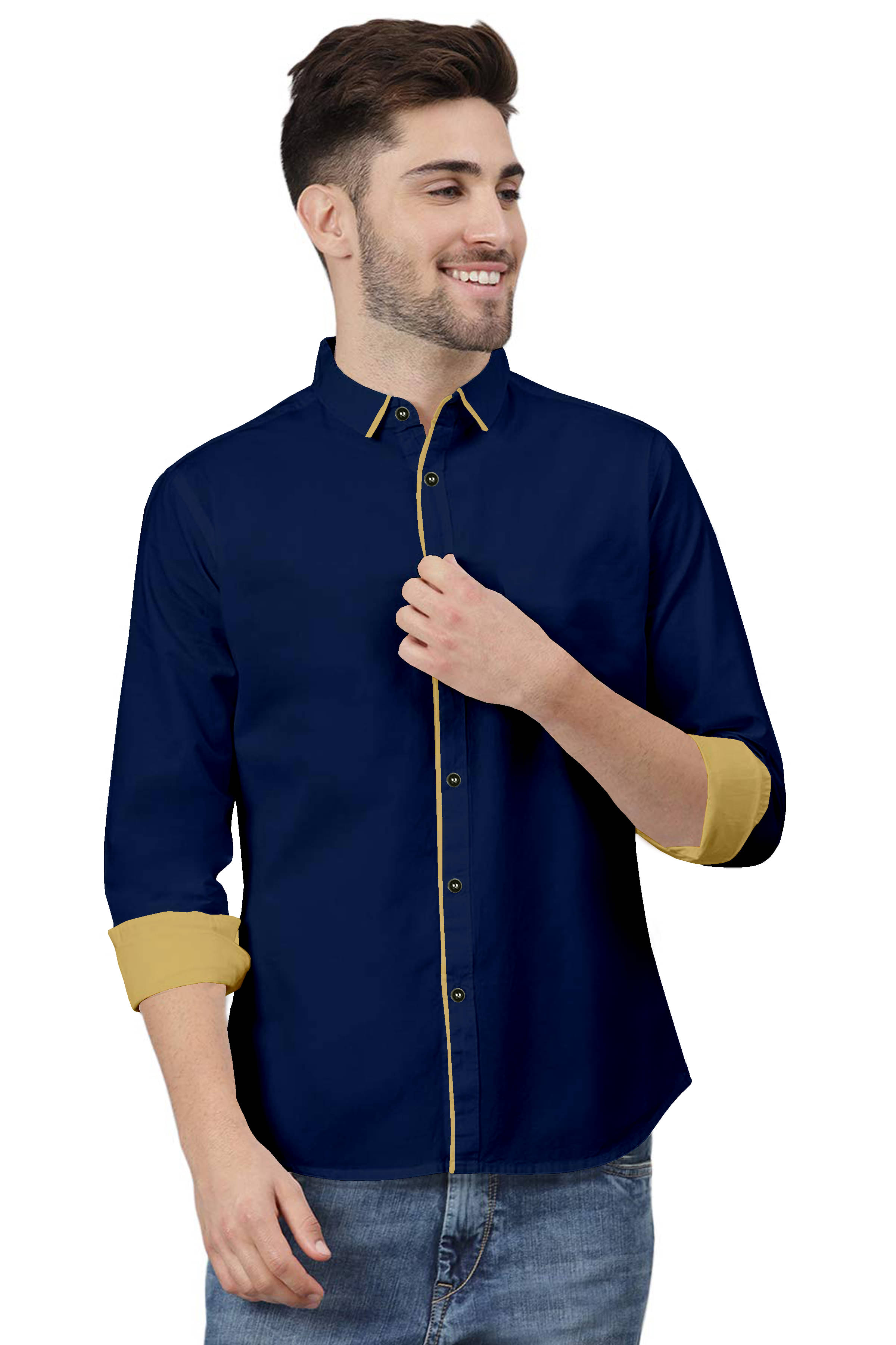     			P&V CREATIONS - Blue Cotton Blend Regular Fit Men's Casual Shirt (Pack of 1)