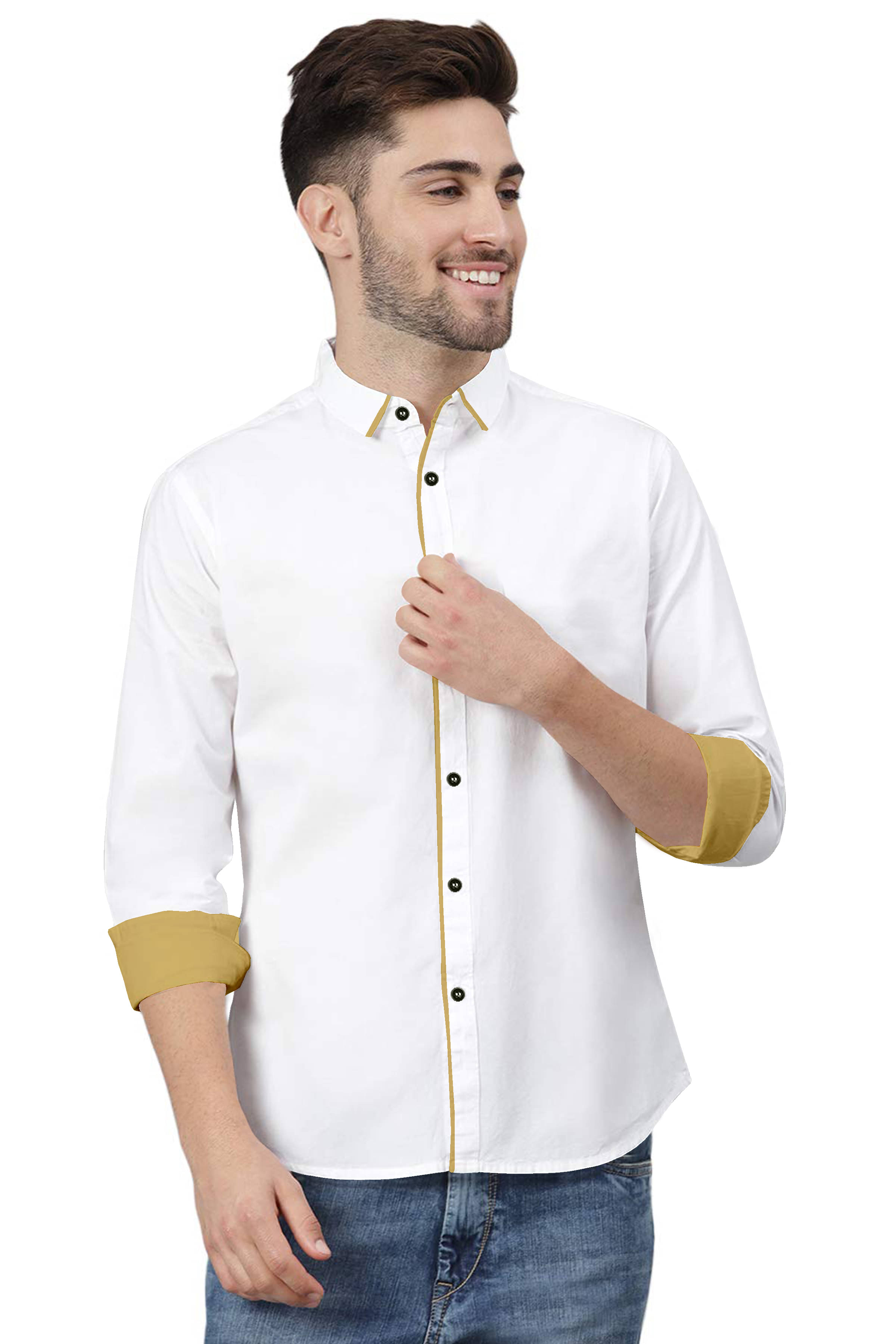 P&V CREATIONS - White Cotton Blend Regular Fit Men's Casual Shirt (Pack of 1) P&V CREATIONS - White Cotton Blend Regular Fit Men's Casual Shirt (Pack of 1)