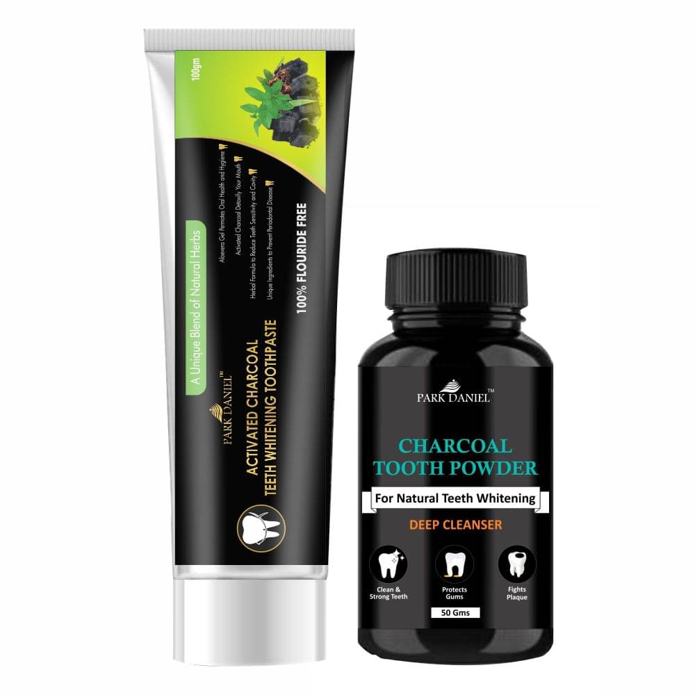     			Park Daniel  Activated Charcoal Tooth Powder +  - Toothpaste 150 gm Pack of 2