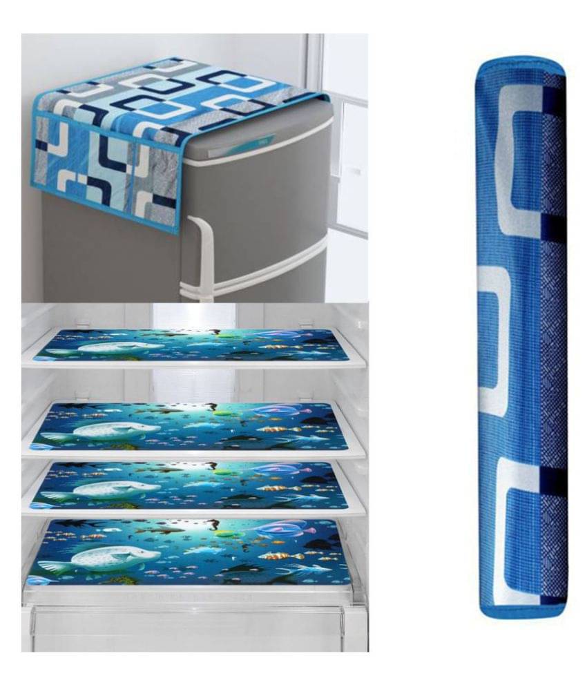    			Shaphio Set of 6 PVC Blue Fridge Top Cover