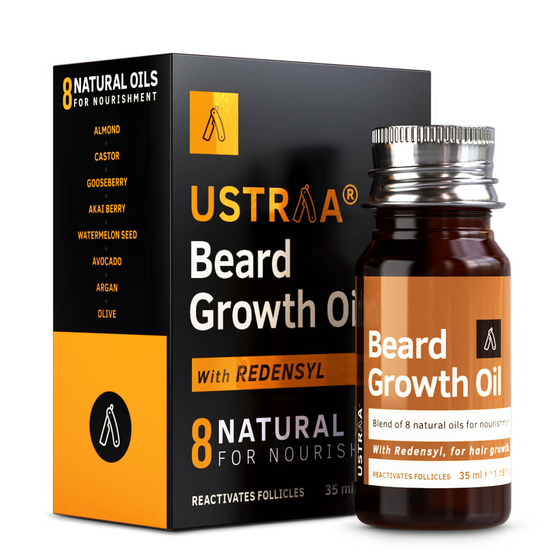 Ustraa Beard Growth Oil - 35ml - More Beard Growth, With Redensyl, 8 Natural Oils including Jojoba Oil, Vitamin E, Nourishment & Strengthening, No Sulphates, No Parabens, No Silicone, No Mineral Oil Ustraa Beard Growth Oil - 35ml - More Beard Growth, With Redensyl, 8 Natural Oils including Jojoba Oil, Vitamin E, Nourishment & Strengthening, No Sulphates, No Parabens, No Silicone, No Mineral Oil
