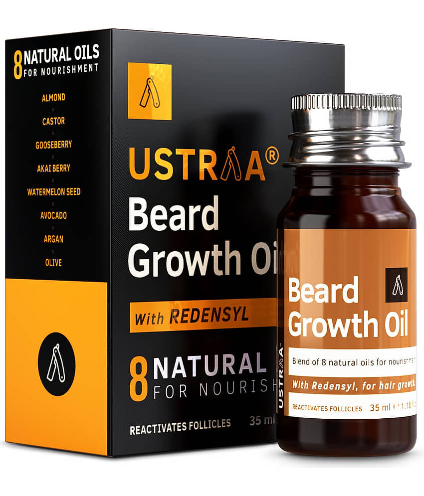 Ustraa Beard Growth Oil - 35ml - More Beard Growth, With Redensyl, 8 Natural Oils including Jojoba Oil, Vitamin E, Nourishment & Strengthening, No Sulphates, No Parabens, No Silicone, No Mineral Oil - Beard Care and Tools | Buy online on ZillyBuy