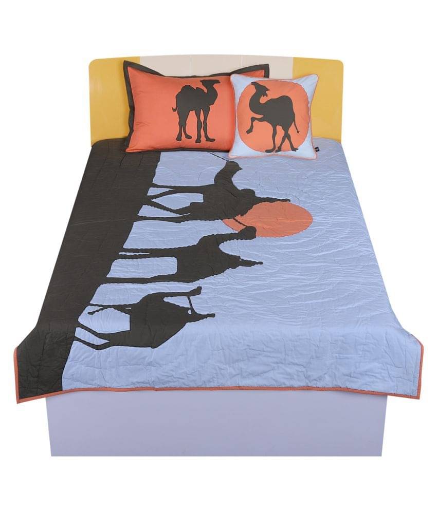     			HugsnRugs Queen Cotton Multi Embroidery Comforter Set of 3
