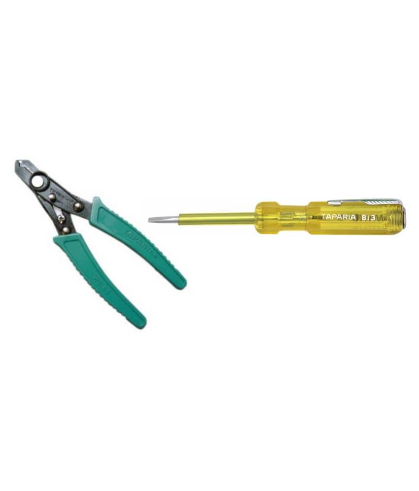 TAPARIA Wire Stripper & Cutter (WS06)/Neon Bulb Tester with Screwdriver Yellow (813)