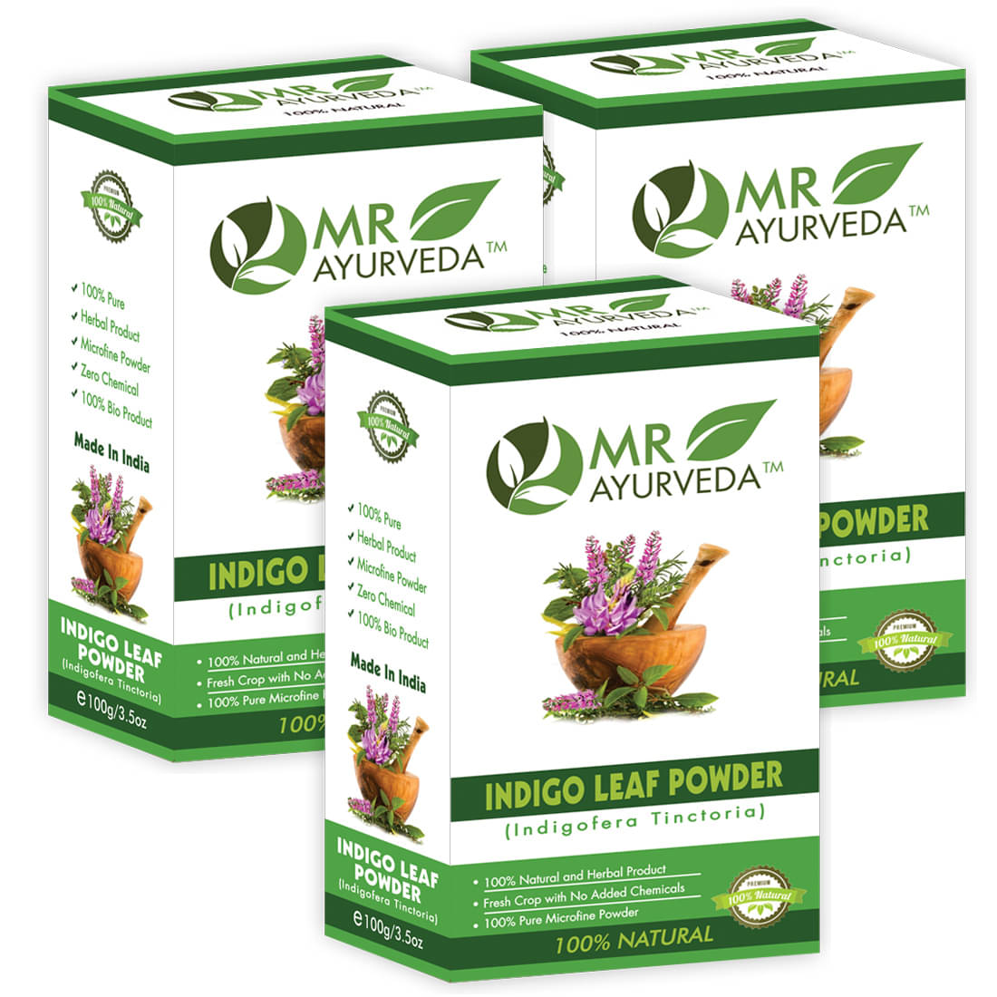     			MR Ayurveda 100% Organic Indigo Powder (Hair Color) Herbal Henna 300 g Pack of 3