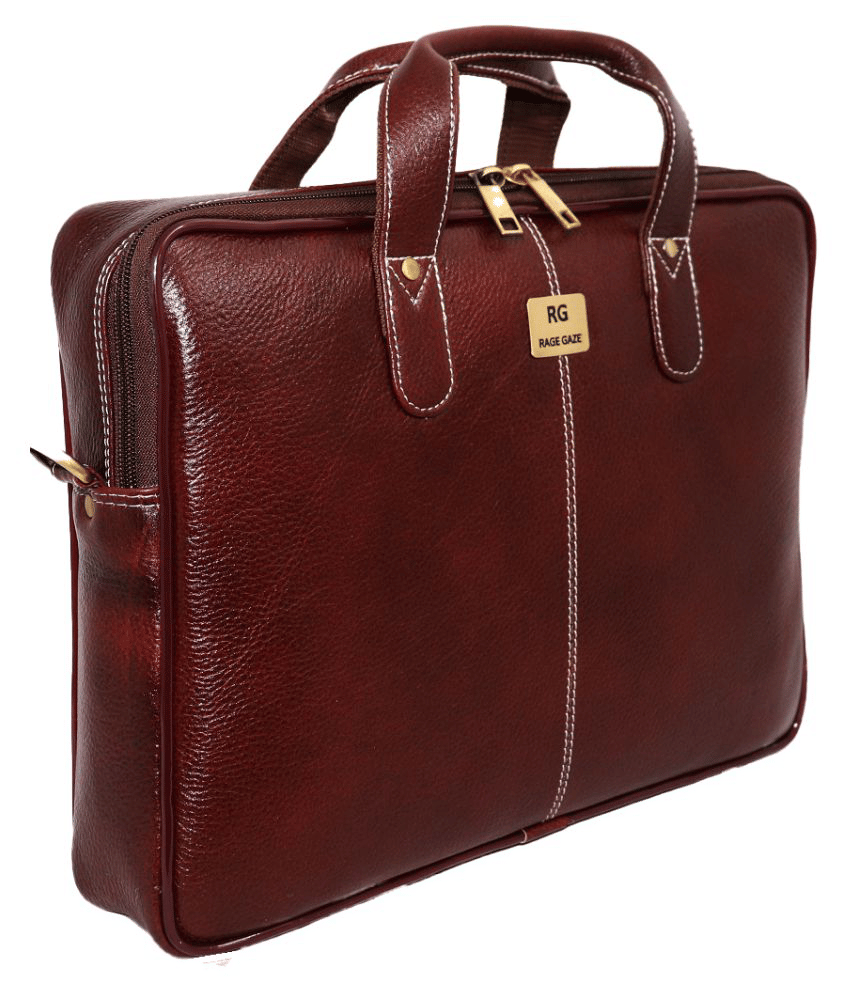 RAGE GAZE Brown Leather Office Bag