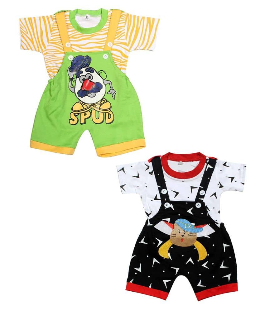 Babeezworld Pack of 2 Baby Girls 100% Cotton ( Multicolor )