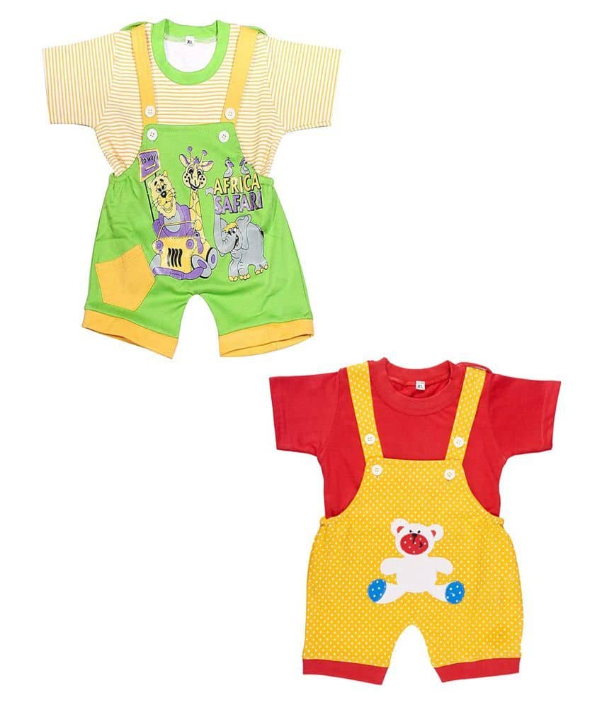 Babeezworld Pack of 2 Baby Girls 100% Cotton ( Multicolor )