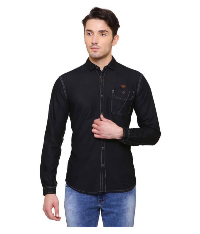 Kuons Avenue Denim Slim Fit Men's Casual Shirt - Black ( Pack of 1 )