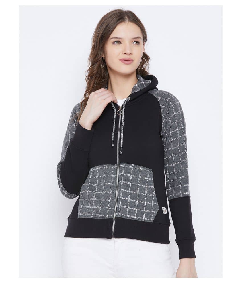 First Krush Women Fleece Round Neck Sweatshirt For ( Black )
