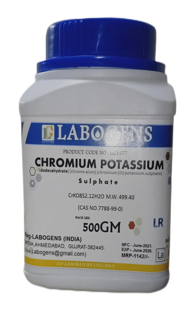    			LABOGENS CHROMIUM POTASSIUM SULPHATE 500GM (dodecahydrate) (chrome alum) (chromium (III) potassium sulphate)