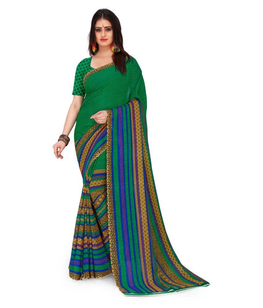 ANAND SAREES Georgette Printed Saree With Unstitched Blouse Piece ( Multicolor ) - Sarees | Buy online on ZillyBuy