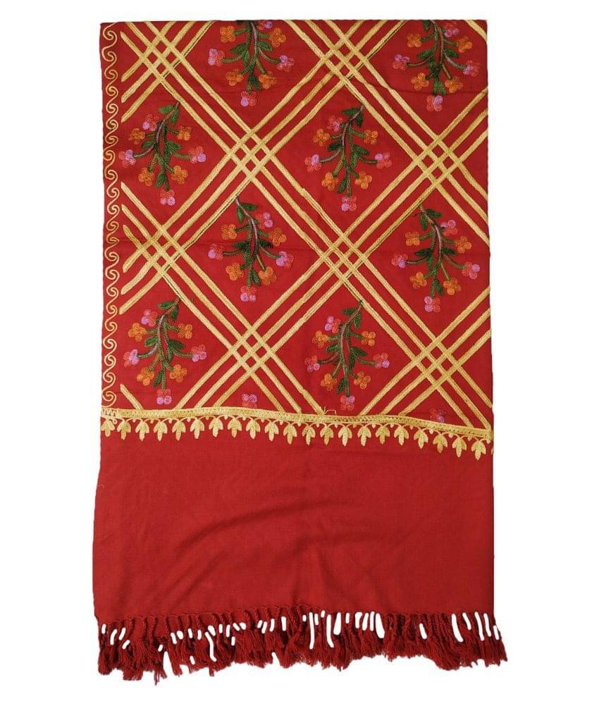 Soul Essence Maroon Ari Embroidery Shawl - Single Soul Essence Maroon Ari Embroidery Shawl - Single
