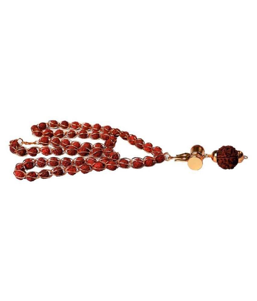     			5 Mukhi Rudraksha Shiv Shakti Kavach with Trishul and Damru Pendant Set wire mala with damru kawach pendant brass wire mala with shiv shakti pendant