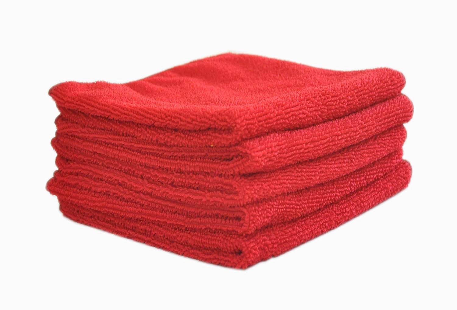     			INGENS Microfiber Cleaning Cloths,40x40cms 250GSM RED-Colour! Highly Absorbent, Lint and Streak Free, Multi -Purpose Wash Cloth for Kitchen, Car, Window, Stainless Steel, Silverware.(Pack of 5)…