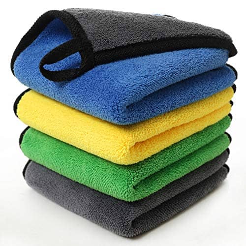 INGENS Microfiber Cloth for Car Cleaning and Detailing, Dual Sided, Extra Thick Plush Microfiber Towel Lint-Free(Pack of 4), Multicolor 650 GSM, 40cm x 40cm …
